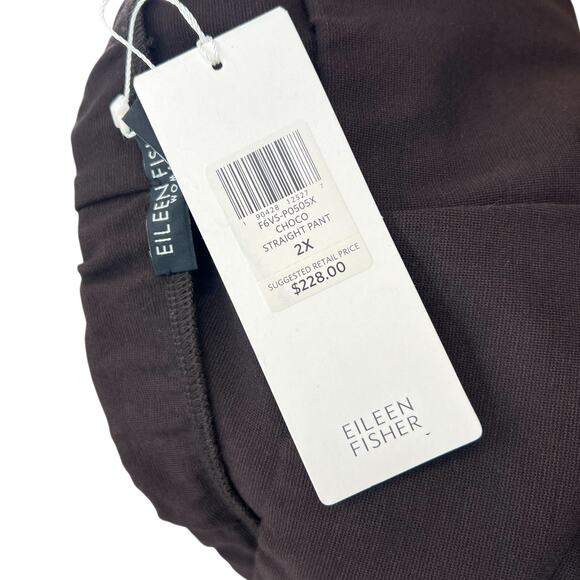Eileen Fisher Straight Pants Viscose Stretch Ponte Knit Brown Plus Size 2X - Picture 10 of 12